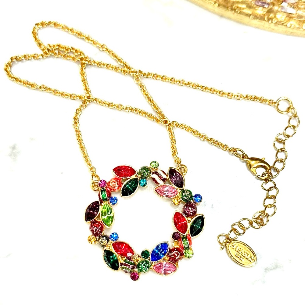 Miriam Haskell Necklace Holiday Collection Circle of Jewels Rhinestone Wreath
